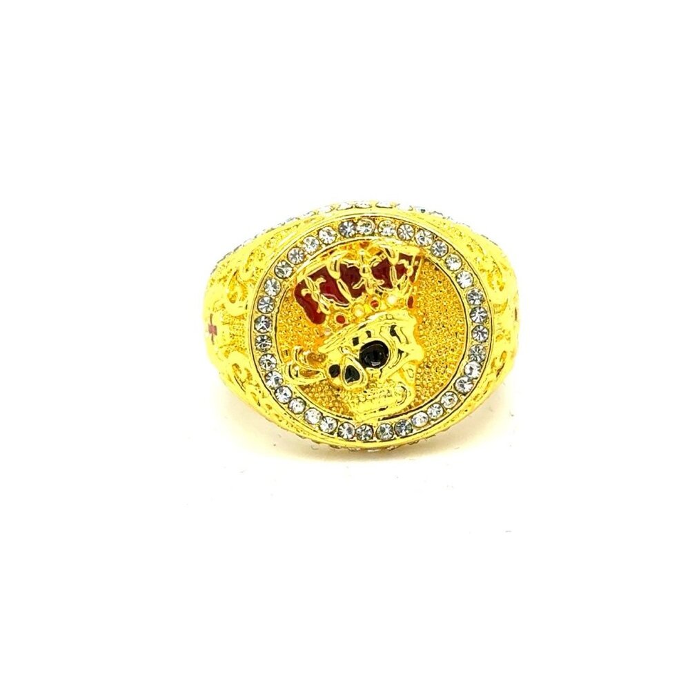 Golden Ring With Small Rhinestones - Picture 1 of 6